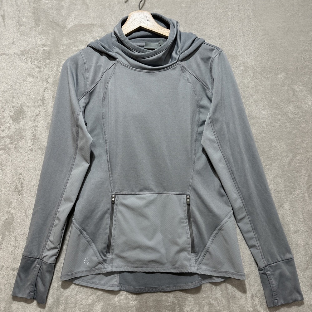 Athleta Plush Tech Running Hoodie Women's S Long Sleeve High Cowl Neck Pocket